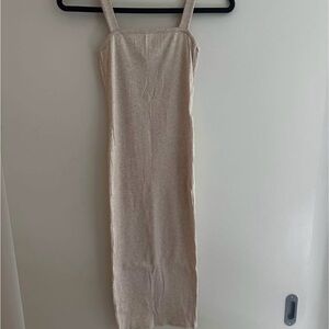 Fashion Nova Beige Ribbed Midi Dress